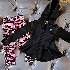 Girls RBX set camo leggings with peplum jacket EUC